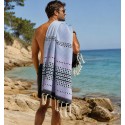 Fouta arabesque bleu et lavande