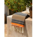 Fouta arabesque orange et gris