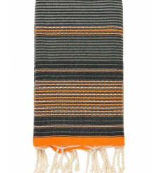 Fouta arabesque orange et gris 2
