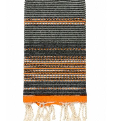 Fouta arabesque orange et gris