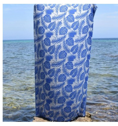 Fouta Amazon bleu et gris clair