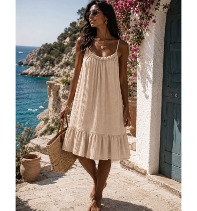 Robe de plage beige sable - Robe de plage - Robe de plage en coton