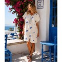 Azure brocade caftan dress