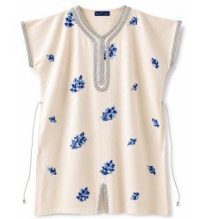 Kaftankleid aus Brokat in Azurblau 2