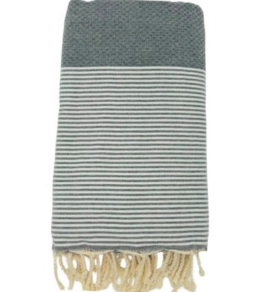 Grande fouta nid d'abeille gris fer