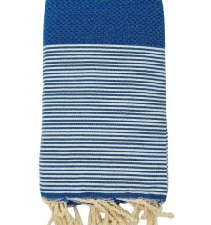 Grande fouta nid d'abeille bleu