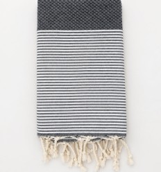 Fouta nid d'abeille gris foncé