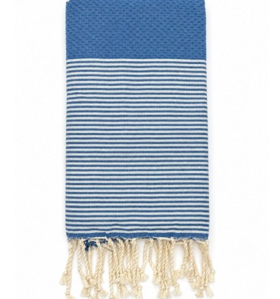 Fouta nid d'abeile bleu roi