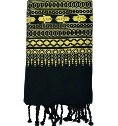 Fouta khomsa noire et dorée