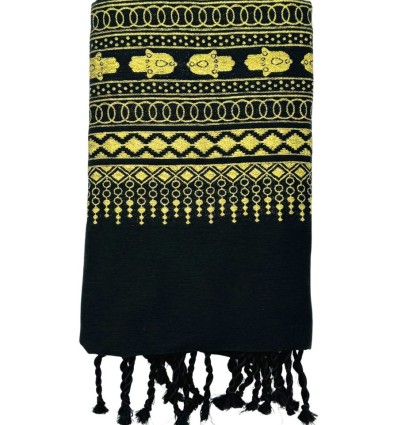 Fouta khomsa noire et dorée
