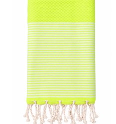 Fouta nid d'abeille vert fluo très clair
