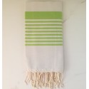 Fouta arthur greige rayée vert prairie