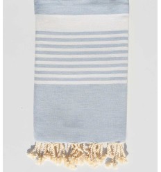 Fouta arthur bleu fumée rayée blanc