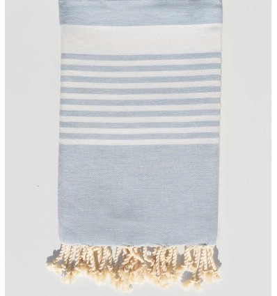 Fouta arthur bleu fumée rayée blanc