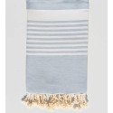Fouta arthur bleu fumée rayée blanc