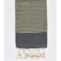 Fouta plate bleu nuit avec lurex doré