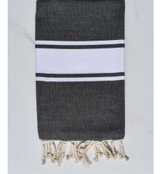 Fouta plate gris ardoise avec fil lurex