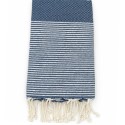 Fouta nid d'abeille bleu foncé avec lurex argent
