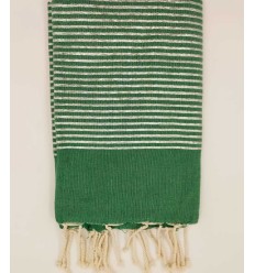 Fouta plate verte au fil lurex argent