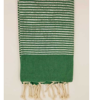 Fouta plate verte au fil lurex argent