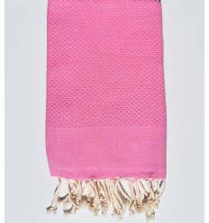 Fouta nid d'abeille unie rose dragée foncé