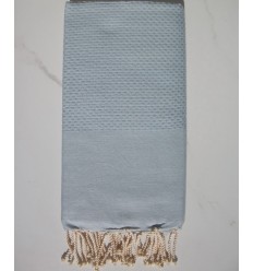 Fouta nid d'abeille unie bleu pale