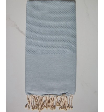 Fouta nid d'abeille unie bleu fumée