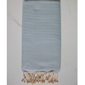 Fouta nid d'abeille unie bleu pale