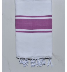 Fouta clásica – Blanco Bandas Orquídea
