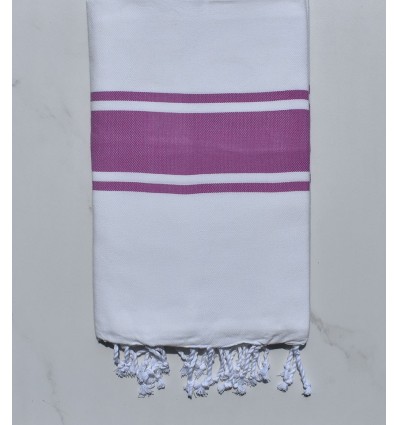 Fouta clásica – Blanco Bandas Orquídea