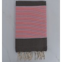 Fouta clásica – Topo oscuro De rayas Rojo inglés y Blanco