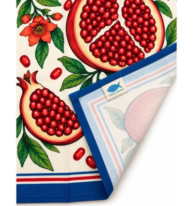 Torchon de cuisine en coton crêpe – Grenades rouges