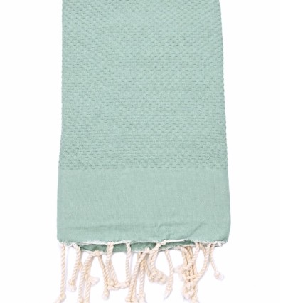 fouta nid d'abeille unie vert gazon- FOUTA TUNISIA