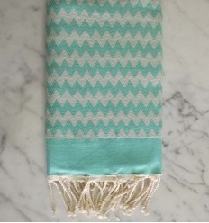 Fouta zigzag vert d'eau