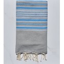 Towel light gray arabesque with blue stripes