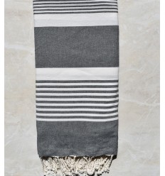 Grande fouta gris moyen avec rayures 2m*2m