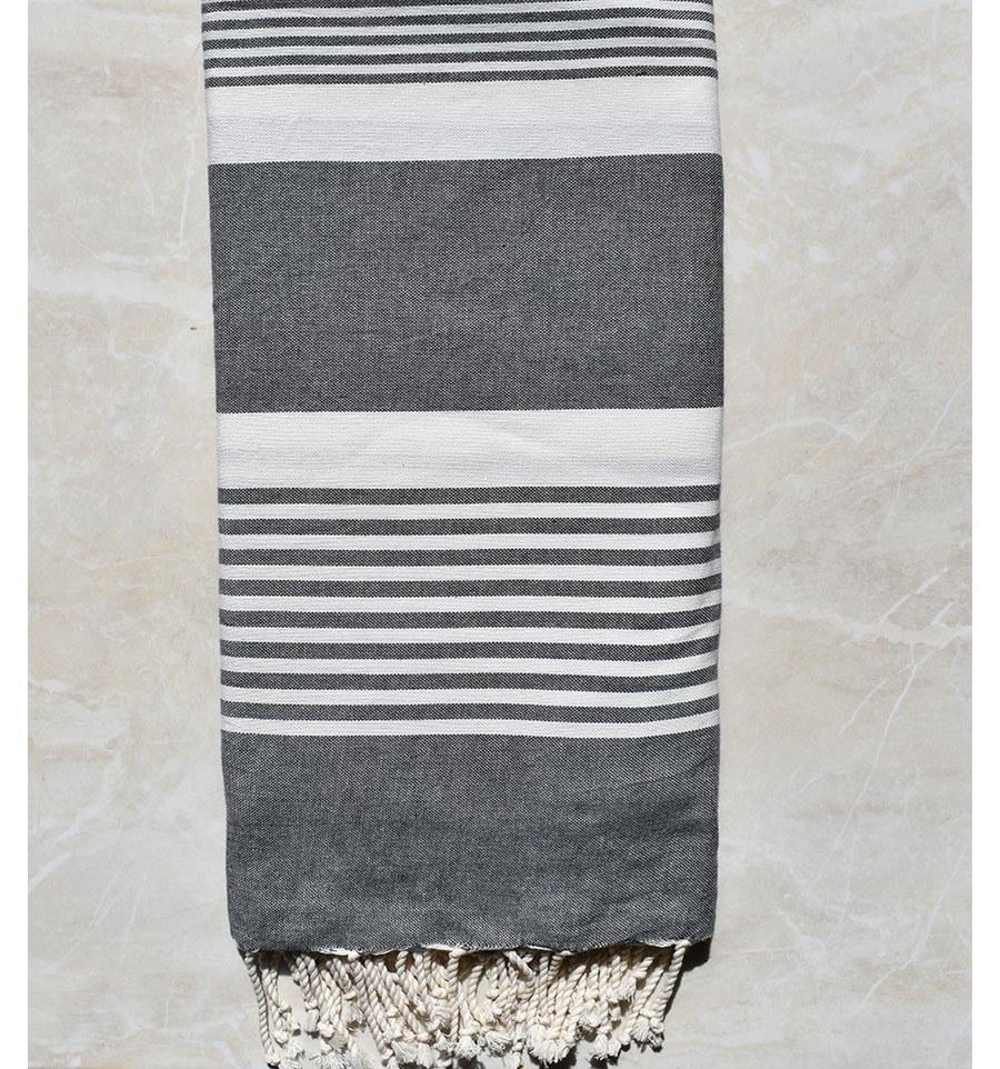 Grande Fouta Gris Moyen Avec Rayures 2m 2m Fouta Tunisie