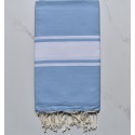 Fouta plate bleu roi clair bande blanche