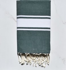 Fouta plate vert empire bande blanche