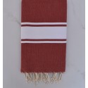 Strandtuch flaches rot dunkel, weißes Band