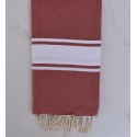 Strandtuch flaches   rotes Bismark   dunkel   weißes Band