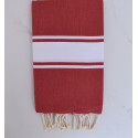 Fouta plate rouge écarlate foncé bande blanche