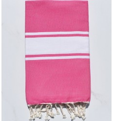 Fouta plate rose bande blanche