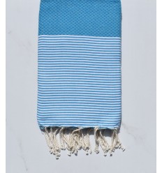 Fouta nid d'abeille bleu azur