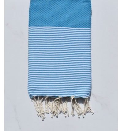 Fouta nid d'abeille bleu azur