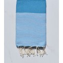 Fouta nid d'abeille recyclée bleu azur
