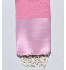 Fouta nid d'abeille rose clair