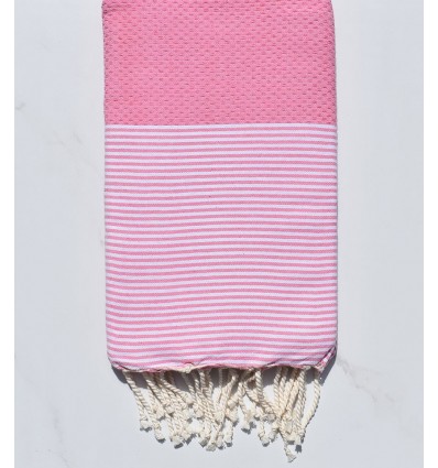 Fouta nid d'abeille rose clair