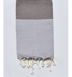 Fouta recyclée nid d'abeille taupe