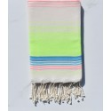 Fouta blanc crème, vert fluo, rose fluo, bleu clair et bleu